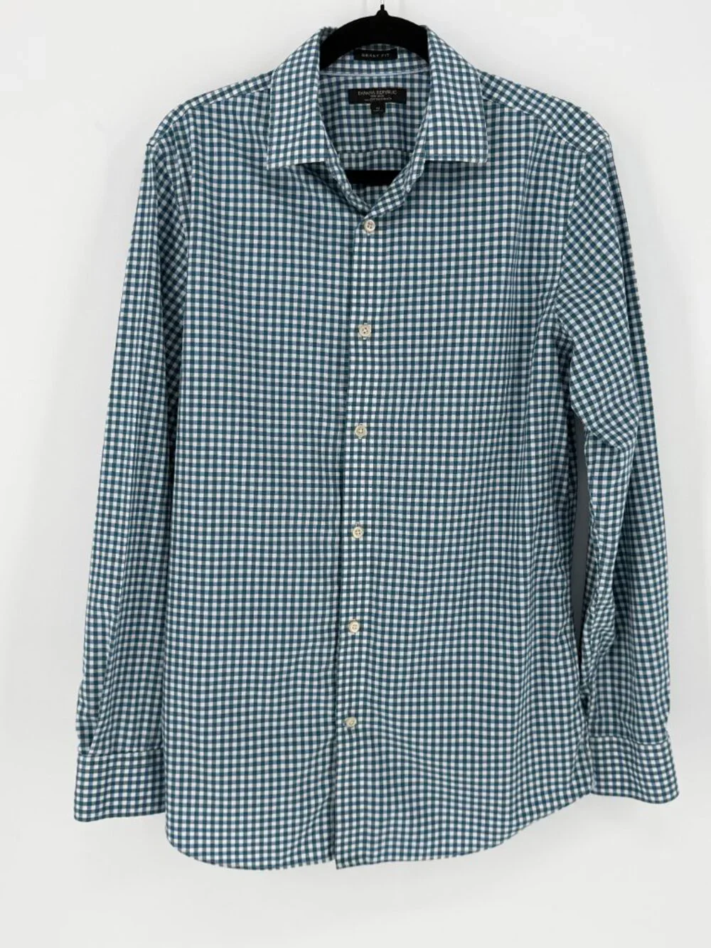 Banana Republic Grant Fit Blue Green Gingham Button Down Shirt Men’s M